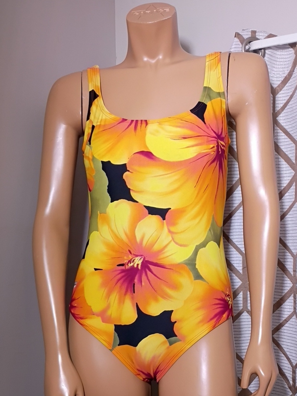 Speedo Vintage Yellow Floral One-Piece Swimsuit